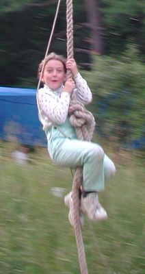 Girl on zip line