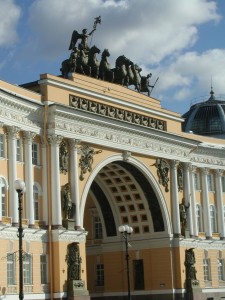 Triumphal arch with Roman quadriga