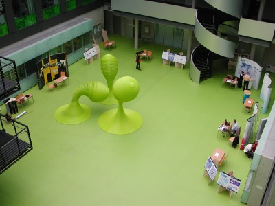 Main atrium with bright green floor